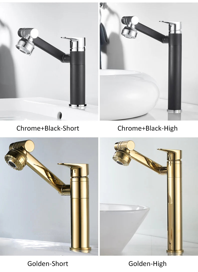 ELLEN-grifo multifunción para lavabo de baño, mezclador de agua fría y caliente, grúa de bronce antiguo, grifos de agua universales montados en cubierta EL13266