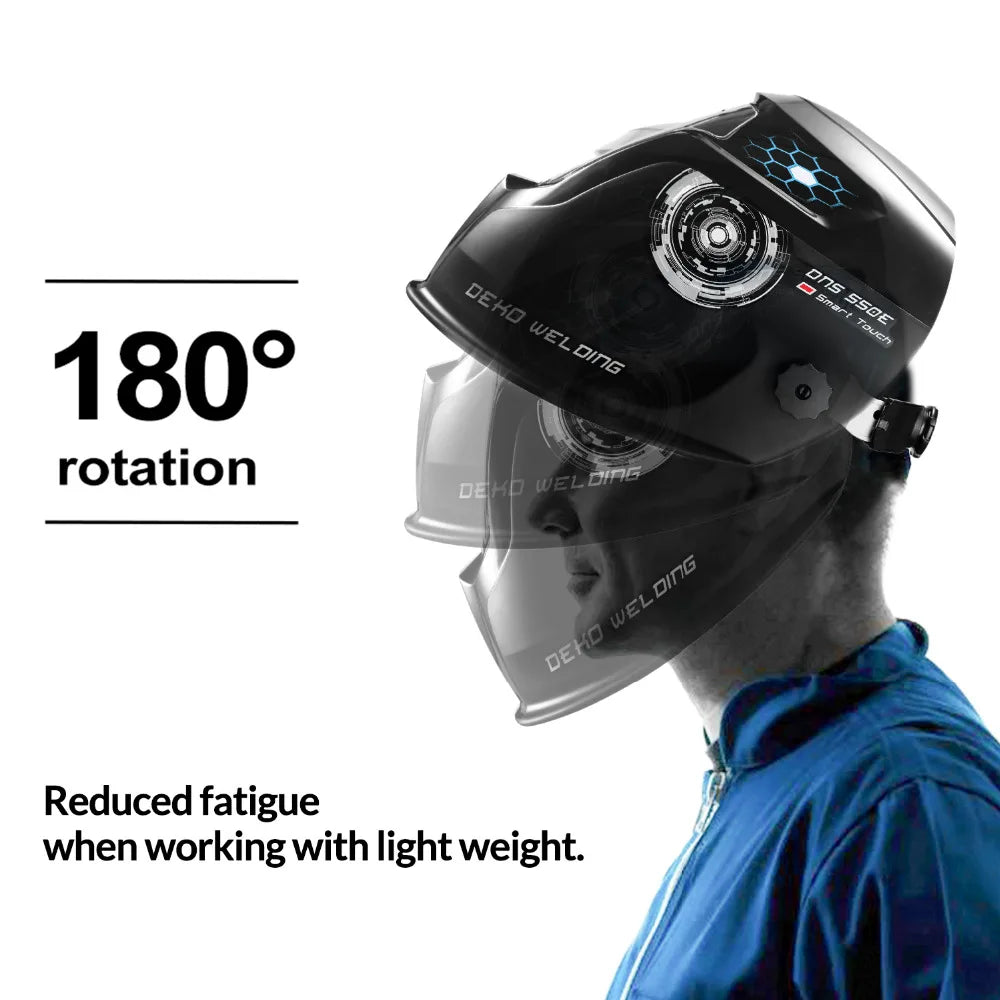 DEKO - Casco de soldadura eléctrica solar con ， Casco de soldadura ajustable ， Oscurecimiento automático ajustable, Rango 4/9 - 13 MIG MMA, Máscara, Lente para máquina de soldar