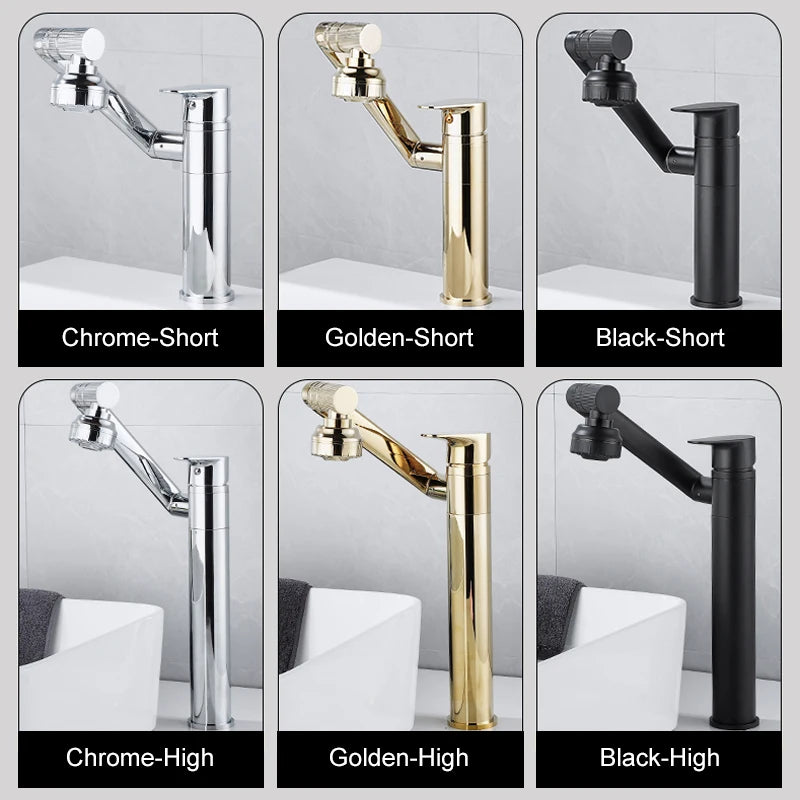 ELLEN-grifo multifunción para lavabo de baño, mezclador de agua fría y caliente, grúa de bronce antiguo, grifos de agua universales montados en cubierta EL13266