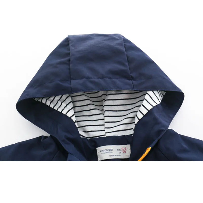 Abrigos de primavera y otoño para niños, chaquetas para niños, cortavientos con capucha y bolsillo, prendas de vestir exteriores con cremallera, ropa para bebés de 2 a 7 años