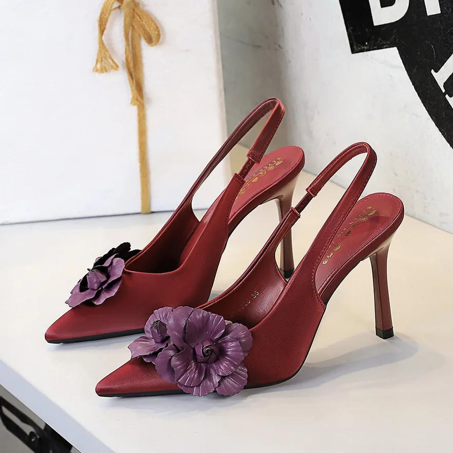 Chaussures Femme Fashion Point-toe Elegant Sandal PU Buckle Strap Thin High Heels Sandals Ladies Pageant Party Shoes