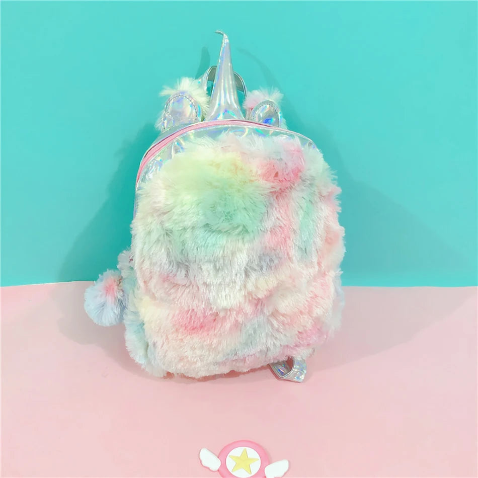 Mochila escolar de dibujos animados de unicornios para niñas, morral 3D de piel de viaje, bonito, regalo para niños