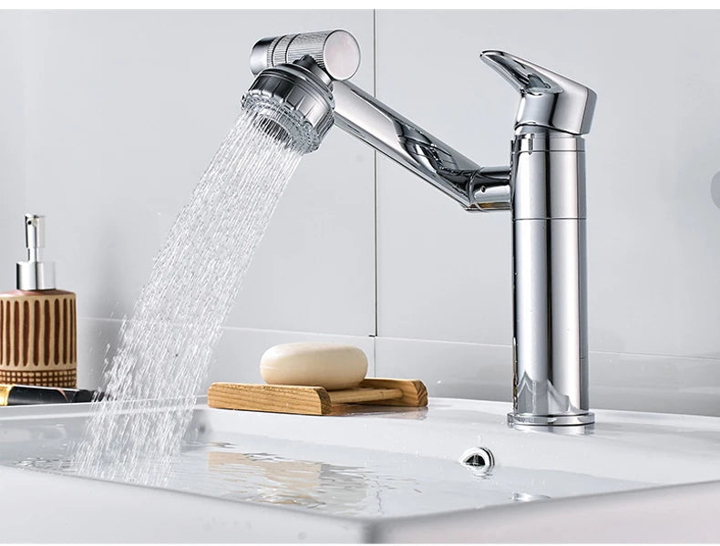 ELLEN-grifo multifunción para lavabo de baño, mezclador de agua fría y caliente, grúa de bronce antiguo, grifos de agua universales montados en cubierta EL13266