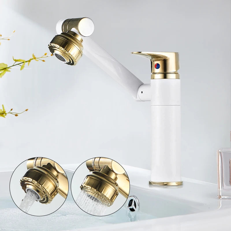 ELLEN-grifo multifunción para lavabo de baño, mezclador de agua fría y caliente, grúa de bronce antiguo, grifos de agua universales montados en cubierta EL13266