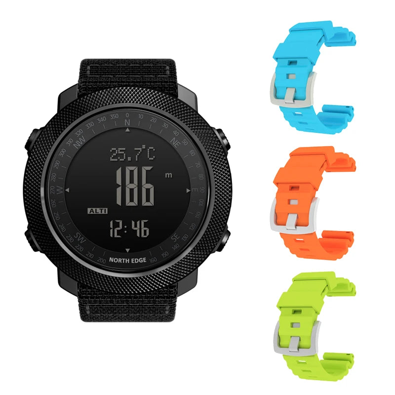 NORTH EDGE-reloj Digital deportivo para hombre, horas para correr, nadar, militar, altímetro, barómetro, brújula, resistente al agua, 50m