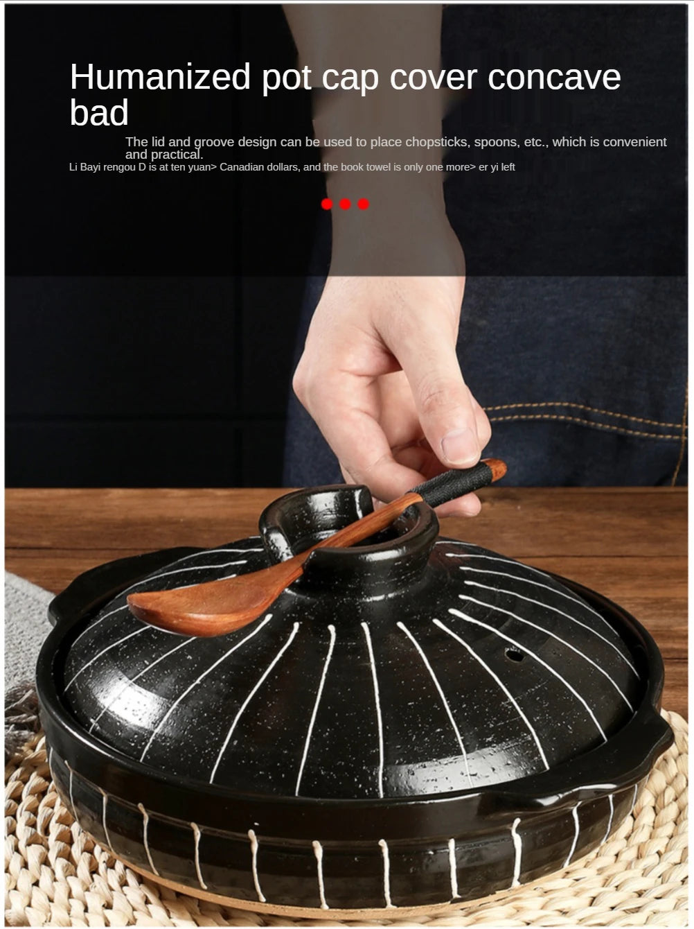 Cazuela de cerámica de estilo japonés, olla pequeña negra, cacerola de arcilla, utensilios de cocina para el hogar, suministros de cocina, olla para sopa, 1 Uds.