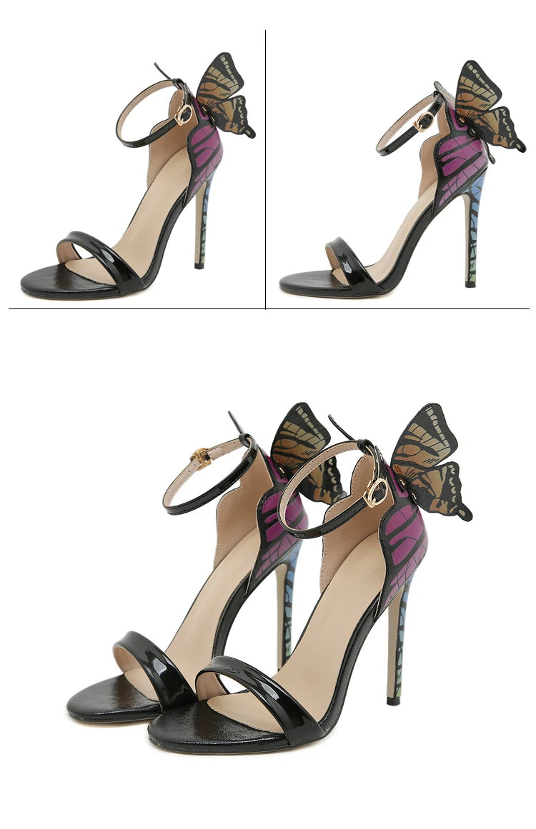 2024 New Three-dimensional Big butterfly Women's Super High Heel Thin Sandals Dress Shoes Wedding Shoes Hot Sale
