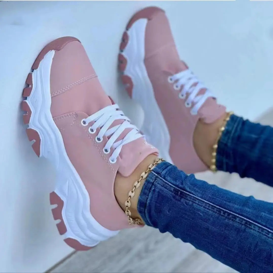 Lace-up Casual Shoes Mujer Ladies Sneakers Shoes Women Height Increasing Shoes