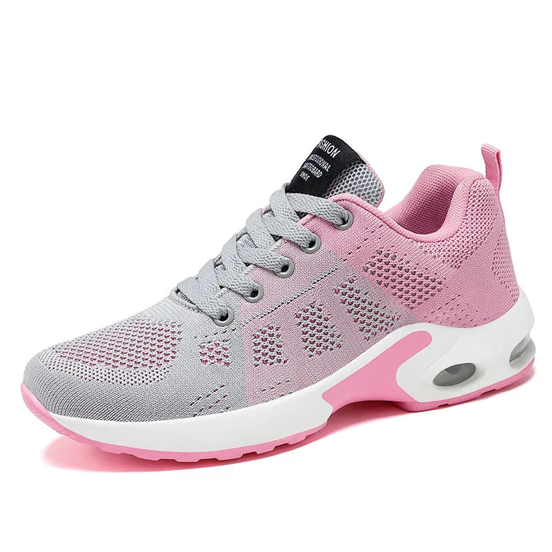 Cheap Fly Woven Breathable Walking Style Shoes Cushioning Trendy Sneakers for Women