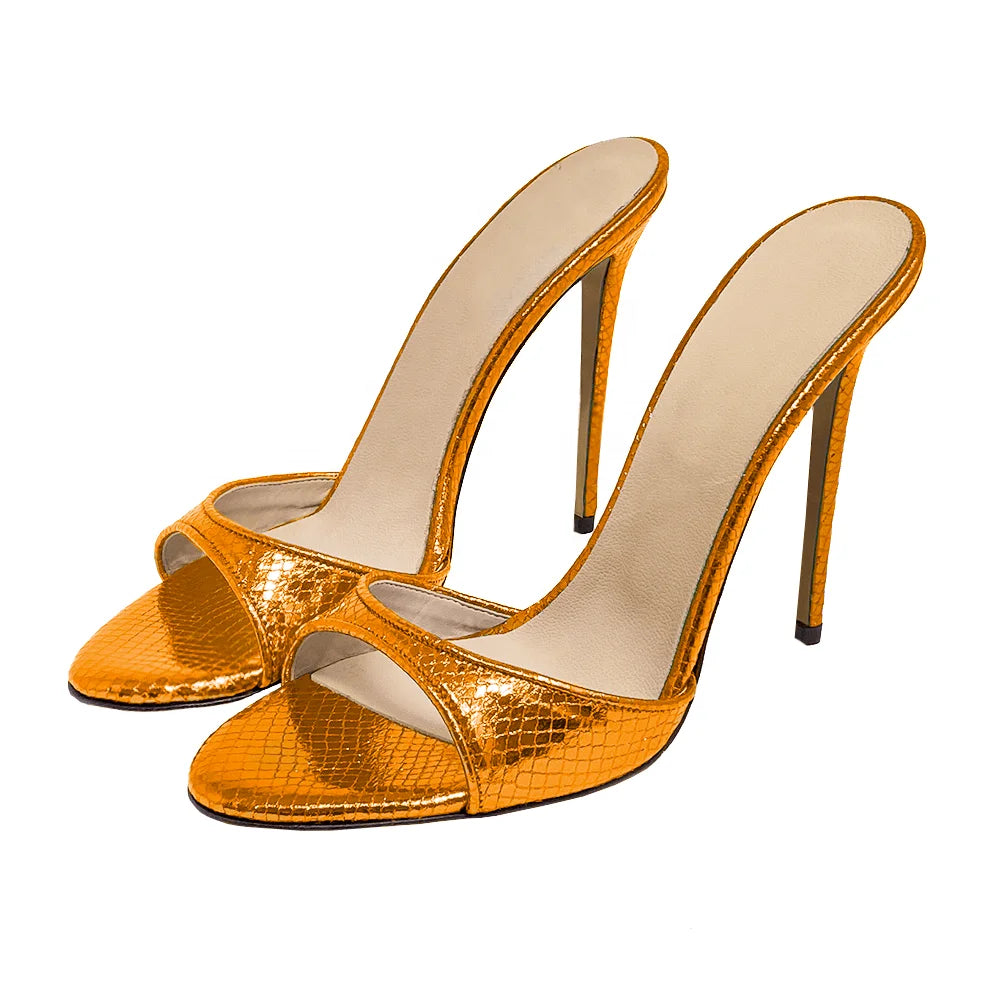 Fashion Ladies Heel Mules Open Toe Stiletto High Heel Sandals