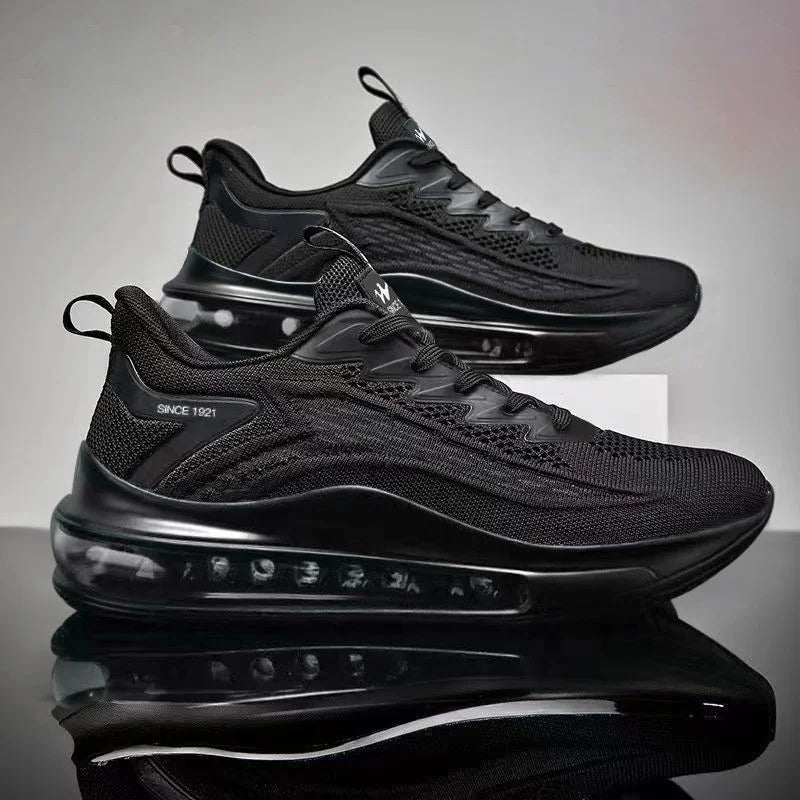2022 New Men's Breathable Flying Woven Shoes Shock Absorption Heightening Casual Sneakers
