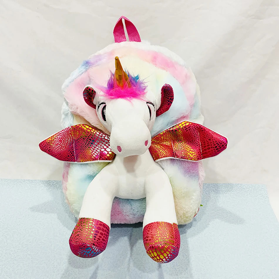 Mochila escolar de dibujos animados de unicornios para niñas, morral 3D de piel de viaje, bonito, regalo para niños