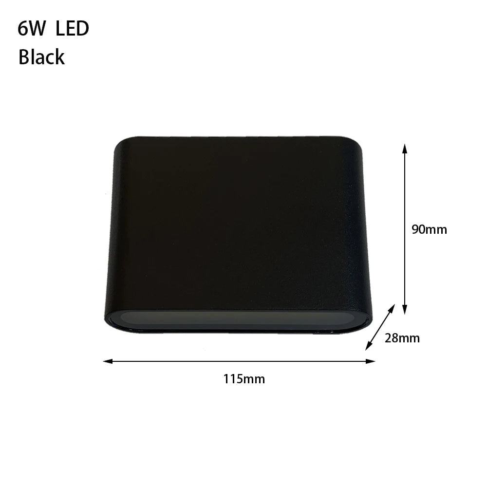 Lámpara LED de pared impermeable para exteriores, 6W, 12W, 24W, dormitorio, sala de estar, balcón, lámpara de pared Exterior de aluminio, accesorios de aplique