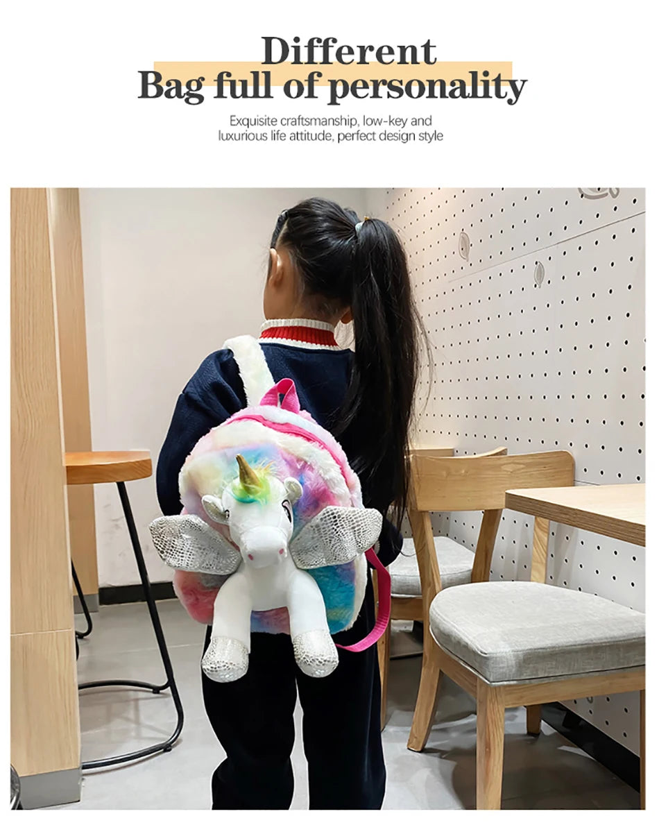 Mochila escolar de dibujos animados de unicornios para niñas, morral 3D de piel de viaje, bonito, regalo para niños