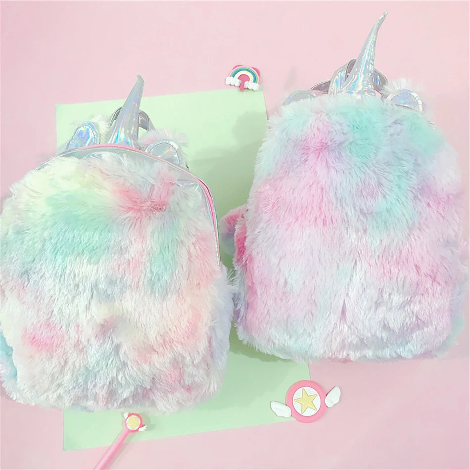 Mochila escolar de dibujos animados de unicornios para niñas, morral 3D de piel de viaje, bonito, regalo para niños