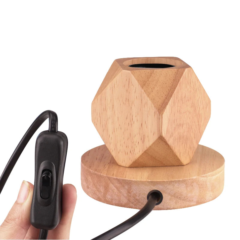 Lámpara de mesa de madera moderna Retro E27, luz decorativa para escritorio, lámparas de arte interior, decoración para sala de estar, dormitorio, mesita de noche, Base de luces para Bar, enchufe europeo
