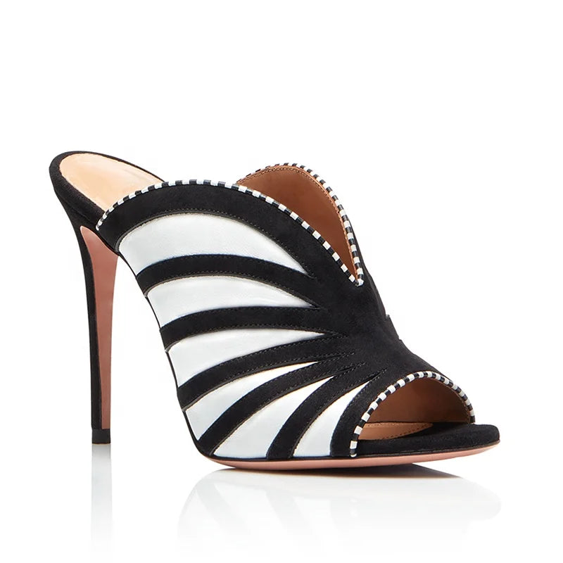 Womens Open Toe High Heel Mules Heeled Sandals Party Shoes