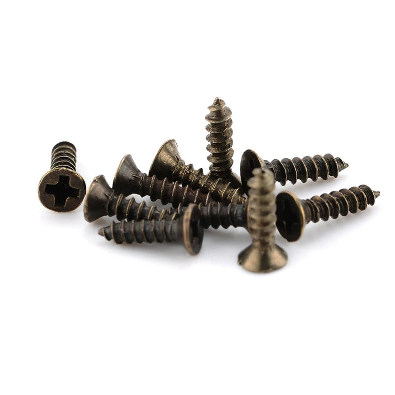 Kit surtido de tornillos autorroscantes para madera, 100 Uds., bronce/dorado/plateado, rosca de cabeza plana, tornillo de fijación para clavos, tornillos para muebles de madera