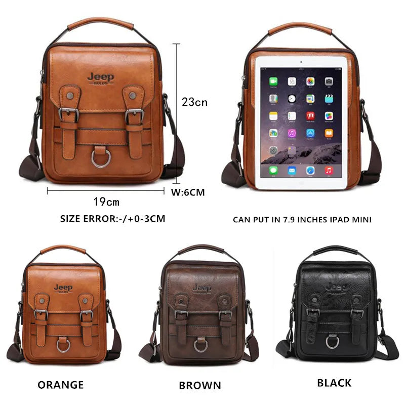 JEEP BULUO, bolsos de negocios multifunción, nuevo bolso de hombro para hombre, bandolera de cuero de gran capacidad, bolso cruzado de marca grande