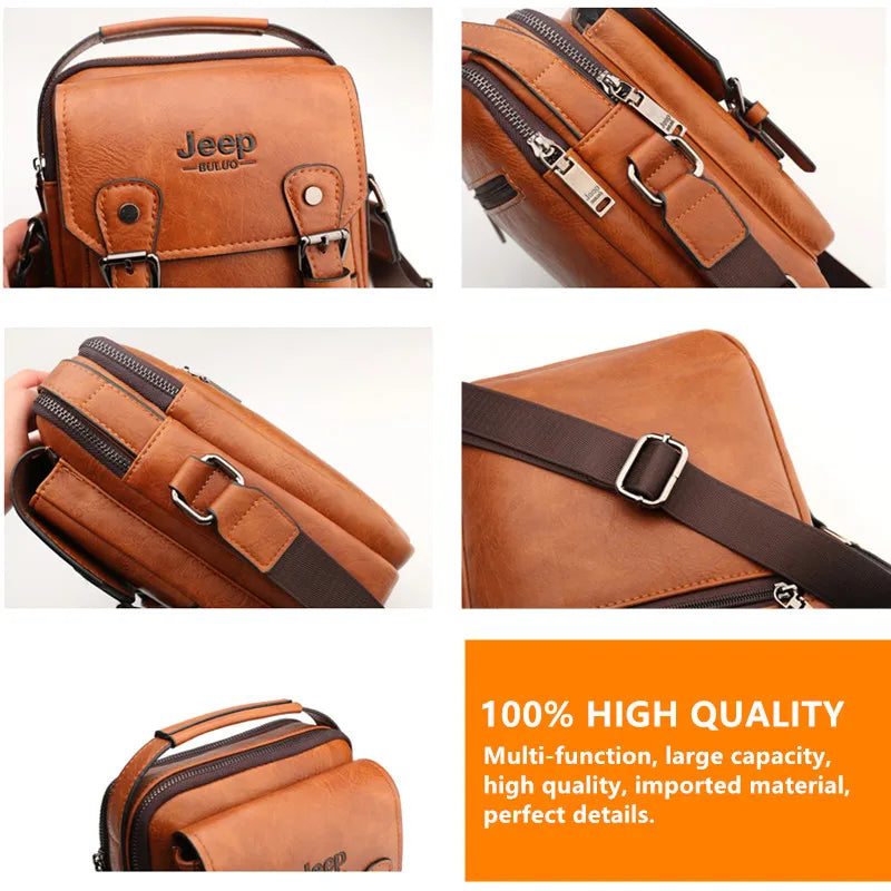 JEEP BULUO, bolsos de negocios multifunción, nuevo bolso de hombro para hombre, bandolera de cuero de gran capacidad, bolso cruzado de marca grande