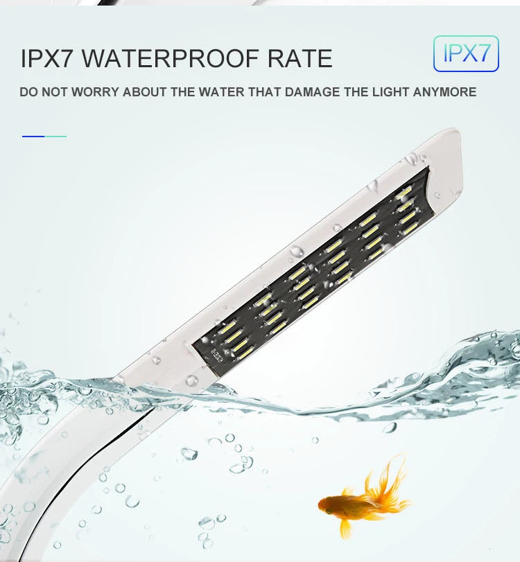 Luz LED súper delgada para acuario, iluminación para plantas, luz de cultivo de 5W/10W/15W, iluminación para plantas acuáticas, lámpara con Clip impermeable para pecera