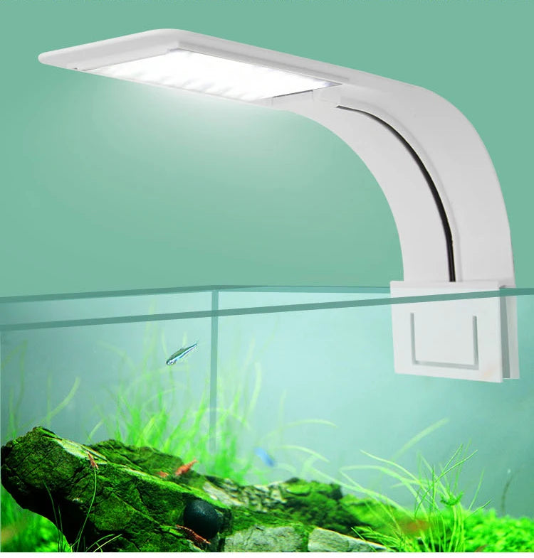Luz LED súper delgada para acuario, iluminación para plantas, luz de cultivo de 5W/10W/15W, iluminación para plantas acuáticas, lámpara con Clip impermeable para pecera