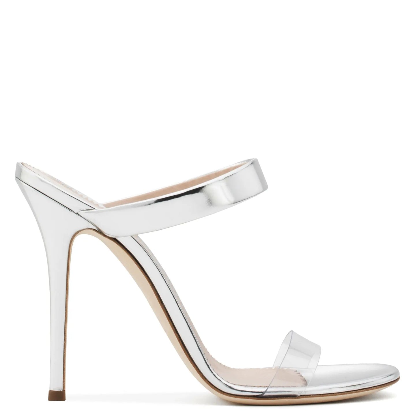 Chengdu Factory Strappy Sandals Silver Stiletto Dress Shoes Summer Heels Red Patent Leather Transparent High Heel Women Mules