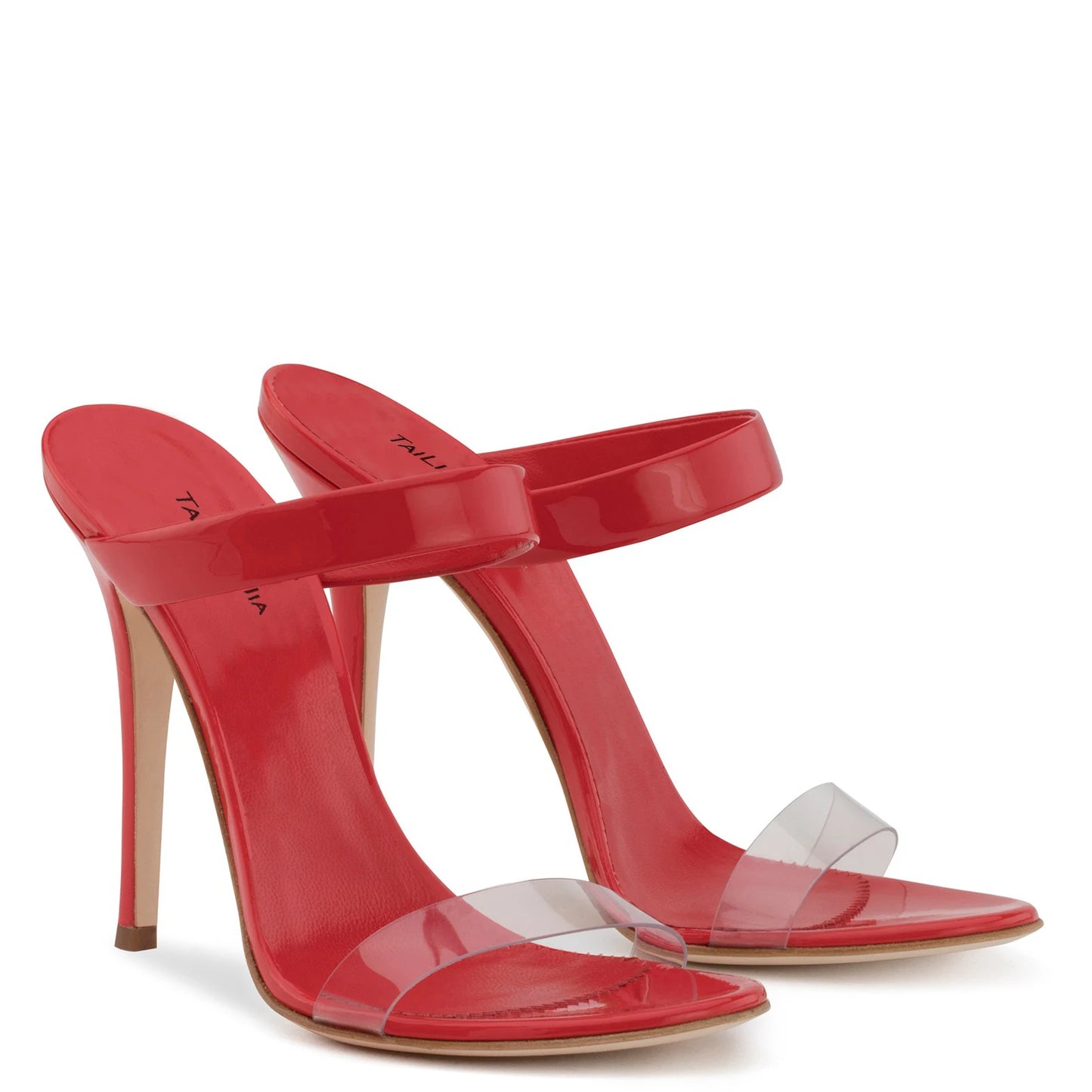 Chengdu Factory Strappy Sandals Silver Stiletto Dress Shoes Summer Heels Red Patent Leather Transparent High Heel Women Mules