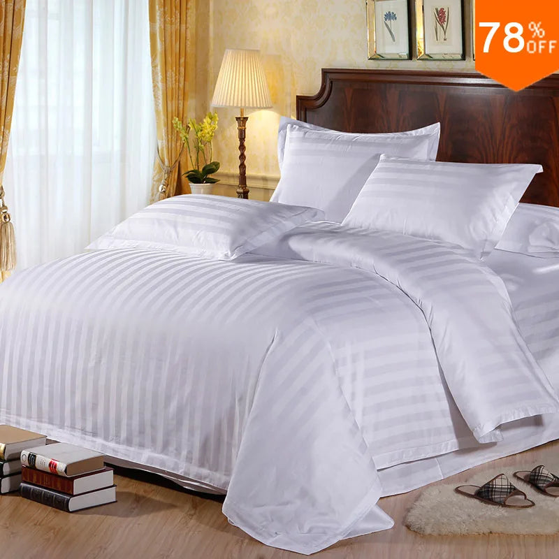 nordico funda edredon funda nordica cama 5 estrellas Hotel suave y brillante funda de edredón 100% algodón blanco líneas paralelas algodón cama hotel funda Nórdica bolsa de cama edredon funda nordica cama 150 edredones