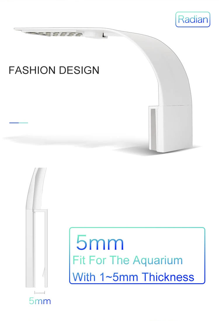 Luz LED súper delgada para acuario, iluminación para plantas, luz de cultivo de 5W/10W/15W, iluminación para plantas acuáticas, lámpara con Clip impermeable para pecera