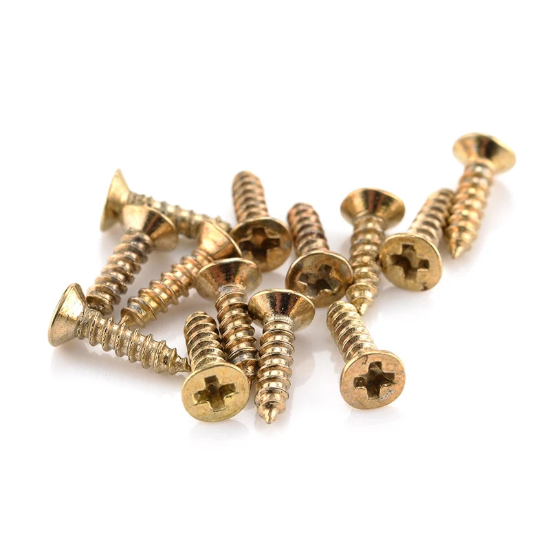 Kit surtido de tornillos autorroscantes para madera, 100 Uds., bronce/dorado/plateado, rosca de cabeza plana, tornillo de fijación para clavos, tornillos para muebles de madera