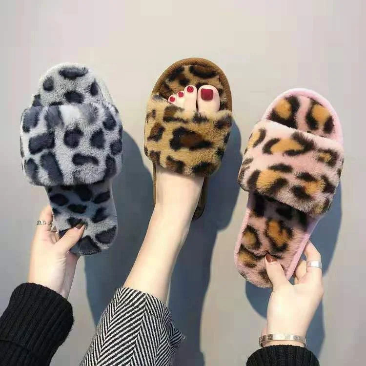2019 Korea Style Fashion Shoes Household slippers Yellow  Cute Sexy Leopard Print Slides Sandals