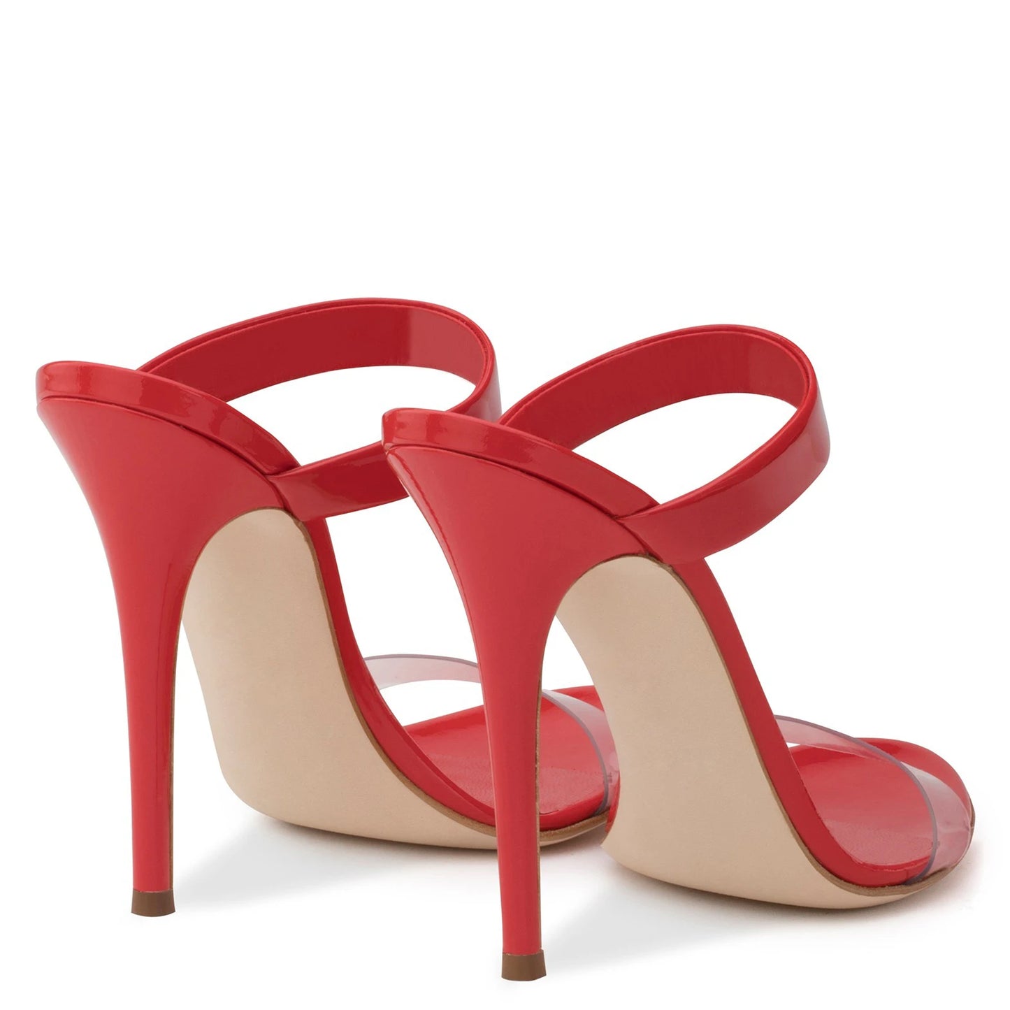 Chengdu Factory Strappy Sandals Silver Stiletto Dress Shoes Summer Heels Red Patent Leather Transparent High Heel Women Mules