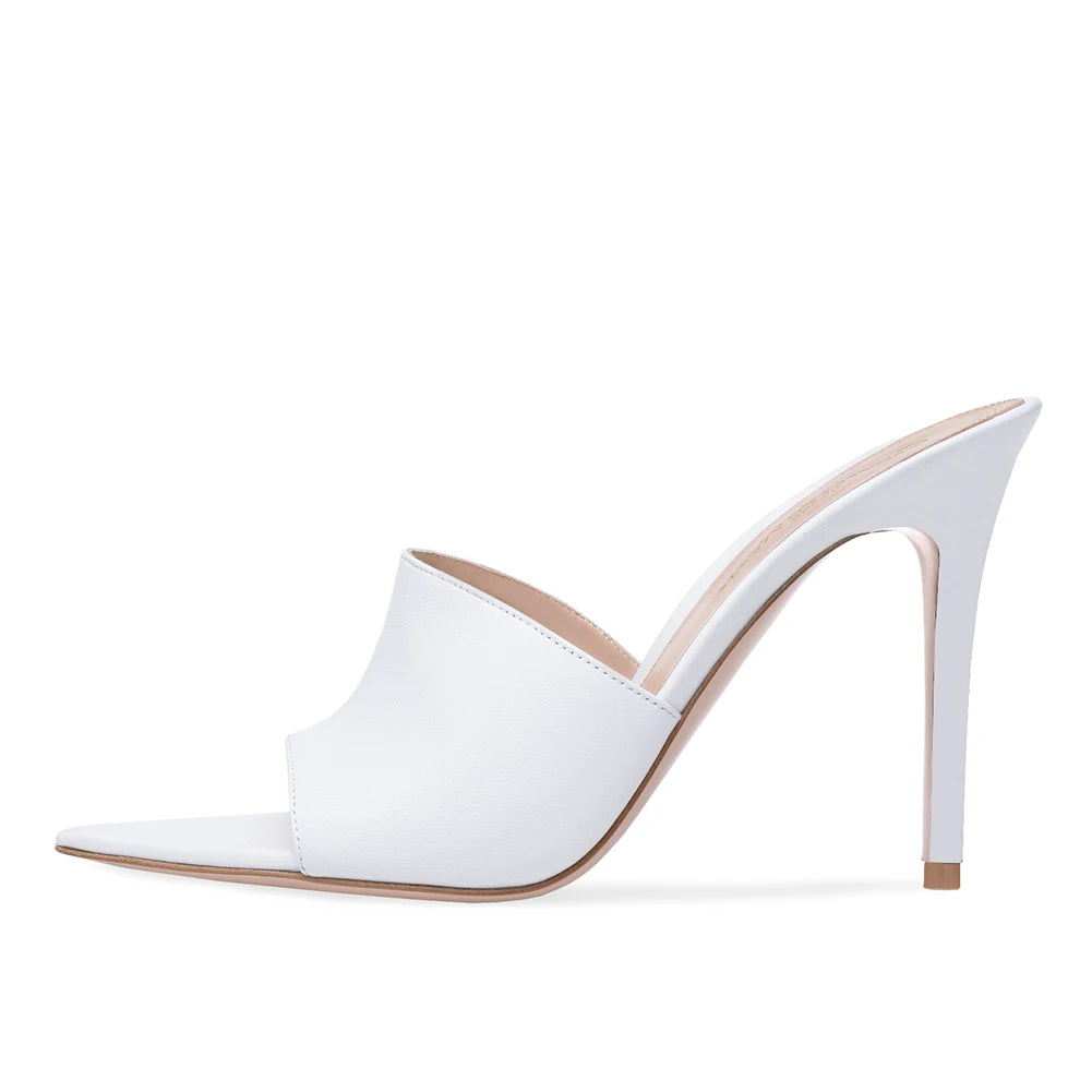 2022 Plus Size Open Pointed Toe Transparent Shoes High Heel Mules Women Heeled Sandals Ladies Clear Heels