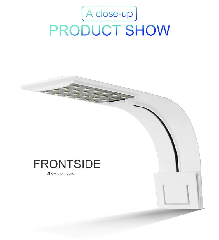 Luz LED súper delgada para acuario, iluminación para plantas, luz de cultivo de 5W/10W/15W, iluminación para plantas acuáticas, lámpara con Clip impermeable para pecera