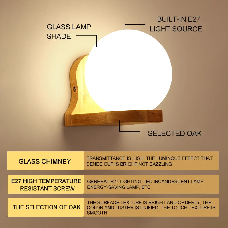 Lámparas de pared LED modernas, luces de madera para dormitorio, mesita de noche, escaleras, pasillo, aplique de iluminación montado Interior, accesorios de iluminación para decoración del hogar