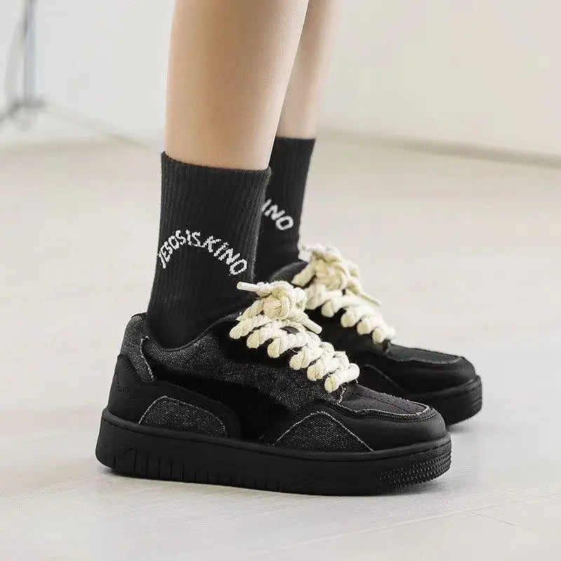 Design Dreadlock Lace-Up Sneakers Men's New Trendy All-Match Casual Thick-Soled Anti-Slip Height-Increasing Small Shoes