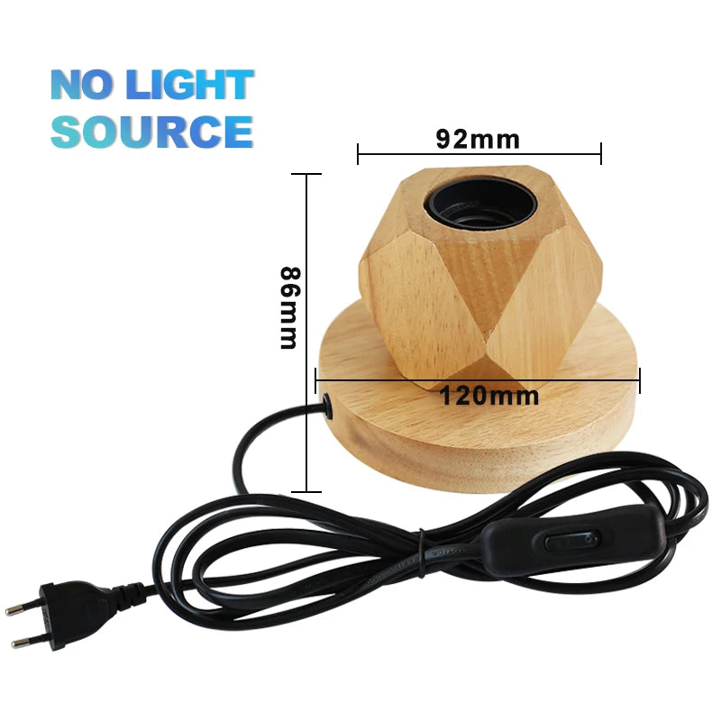 Lámpara de mesa de madera moderna Retro E27, luz decorativa para escritorio, lámparas de arte interior, decoración para sala de estar, dormitorio, mesita de noche, Base de luces para Bar, enchufe europeo