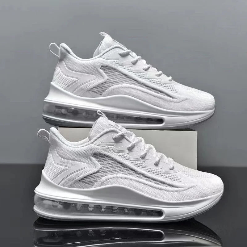 2022 New Men's Breathable Flying Woven Shoes Shock Absorption Heightening Casual Sneakers