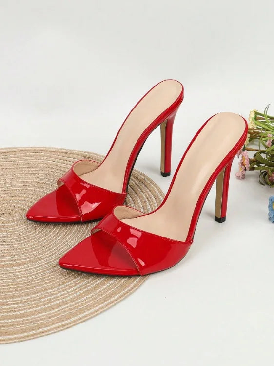 Women's Korean-Style Summer Open Toe Slides New High Heel Sandals Fashion Trend Thin Heel for Slippers for Outer Wear