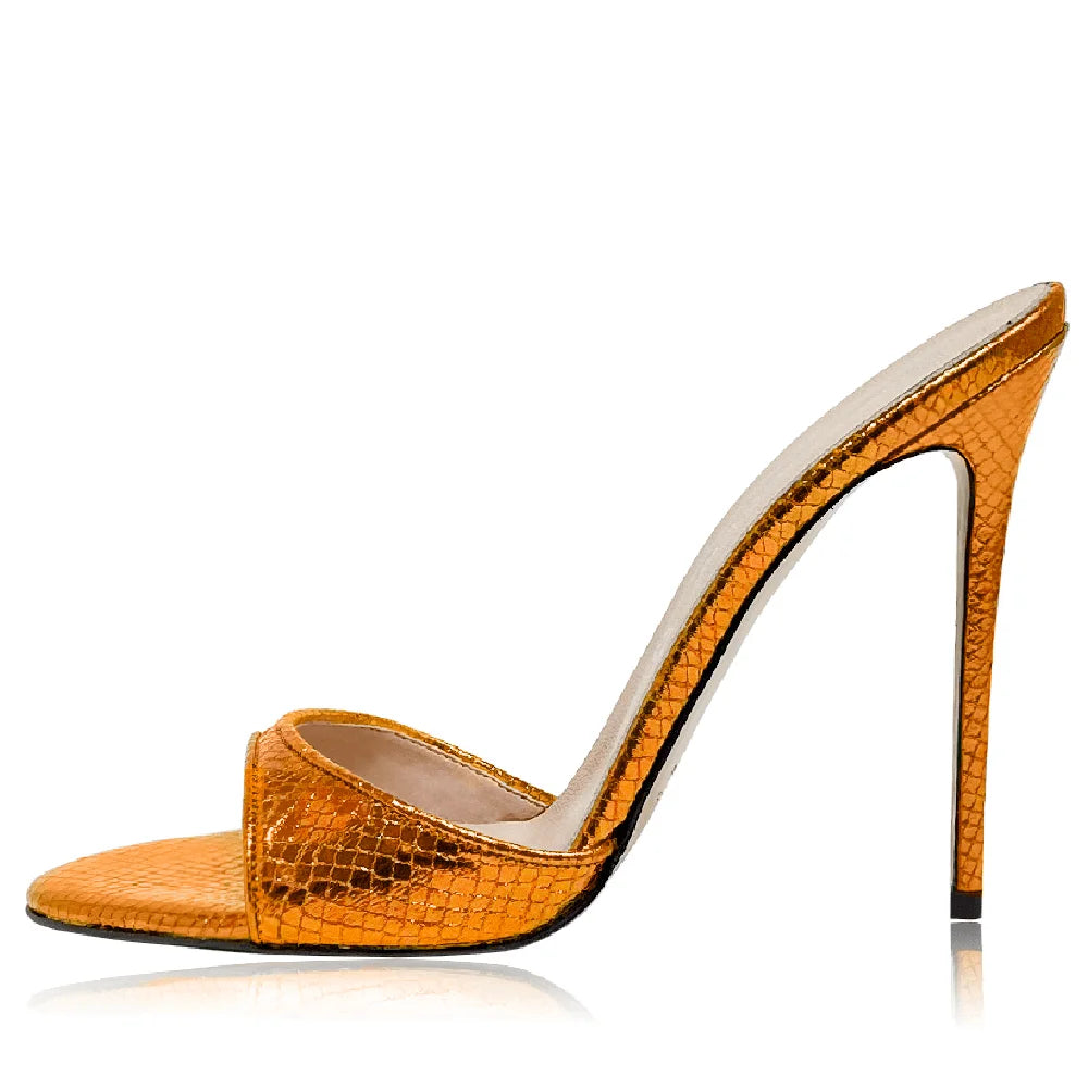 Fashion Ladies Heel Mules Open Toe Stiletto High Heel Sandals