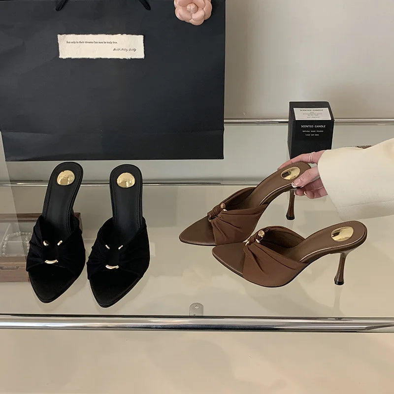 Designer Shoes  Elegant Open-toe  Non-slip  Unique Design  Women's Silk Spring/summer Party High Heels