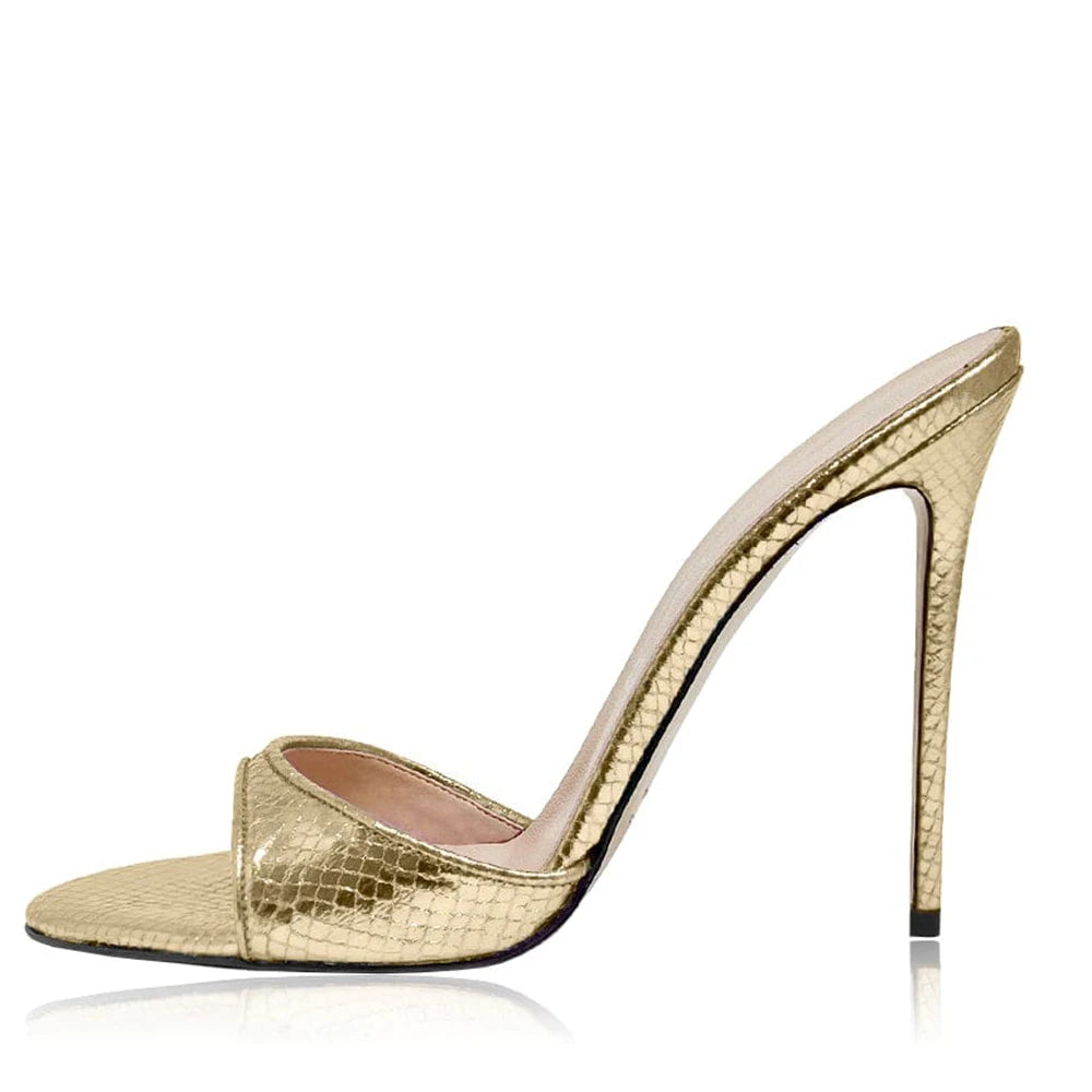 Fashion Ladies Heel Mules Open Toe Stiletto High Heel Sandals