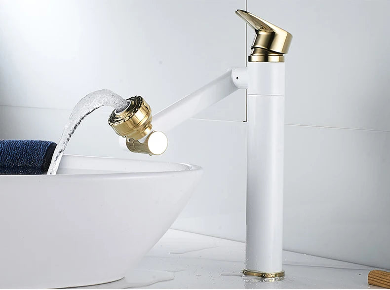 ELLEN-grifo multifunción para lavabo de baño, mezclador de agua fría y caliente, grúa de bronce antiguo, grifos de agua universales montados en cubierta EL13266