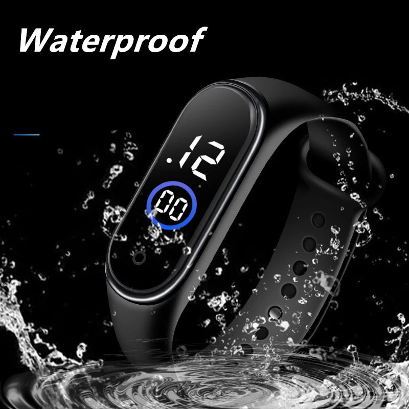 Reloj deportivo resistente al agua para niños, reloj Digital LED con pantalla táctil inteligente, correa de silicona de dos tonos, reloj para hombres y mujeres, reloj para estudiantes