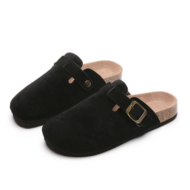 Custom Thick Sole Air Cushion Lightweight Summer Slippers Closed Toe Half Slipper Heightening Comfort Vintage Suede Sandals