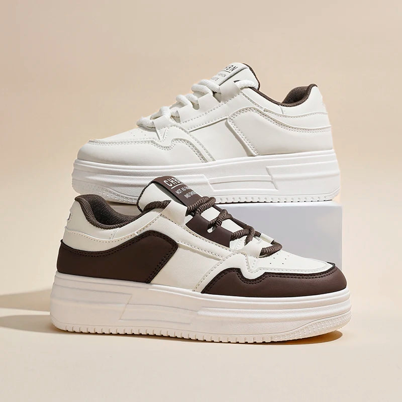 Women's Trendy Casual Sports Shoes Autumn New Breathable White Thick-Soled Sneakers for Walking Versatile Style