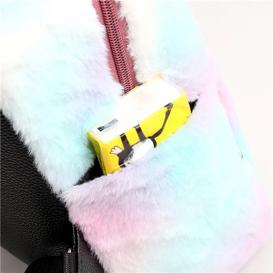 Mochila escolar de dibujos animados de unicornios para niñas, morral 3D de piel de viaje, bonito, regalo para niños
