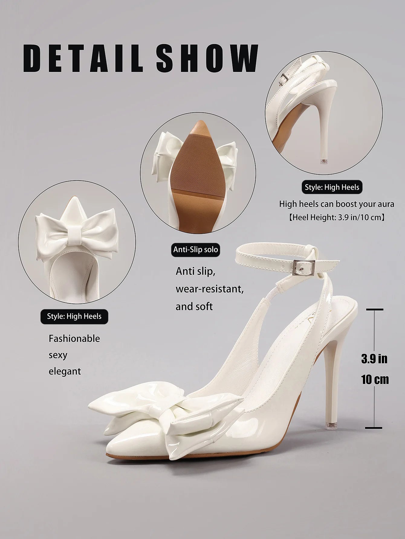 New Styles Fashion Trend Bow Stiletto Heel Patent Leather Pointed Toe Super High Heel Wedding Party Dress Sandals