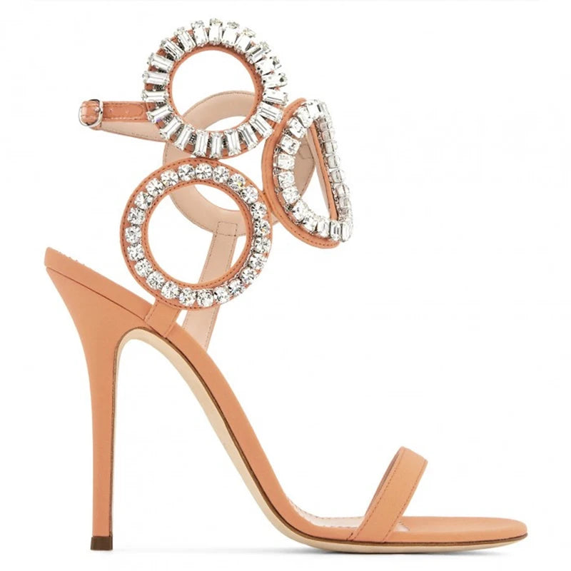 Nuevas Sandalias de punta estrecha de verano para mujer, zapatos de tacón súper alto con hebilla de diamantes de imitación, zapatos de moda para mujer, Sandalias para mujer